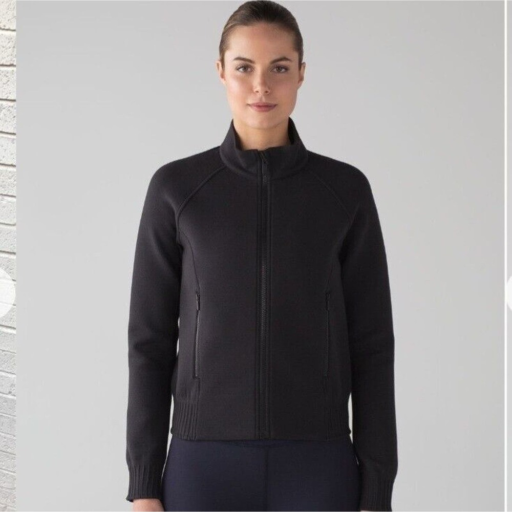 Lululemon Womens Size 4 NTS Full Zip Track Athletica Lycra Black‎ Luforme Jacket